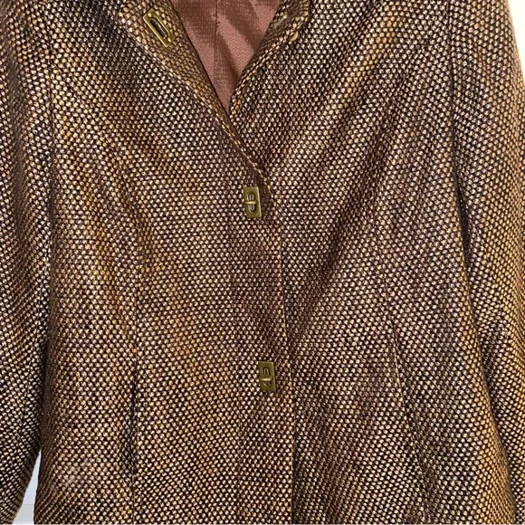TanJay Gold-Brown Tweed Blazer with Twist Lock Buttons Size 8 - Picture 10 of 14